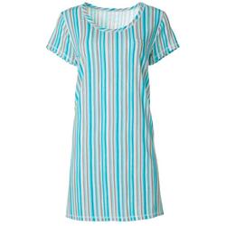 Womens Verticle Stripes T-Shirt Nightgown