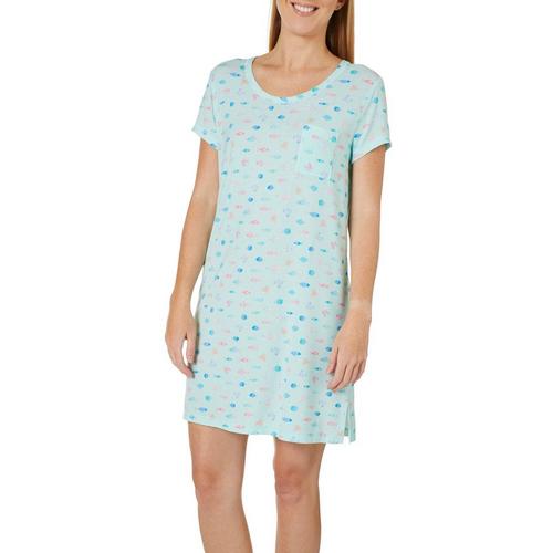 COOL GIRL Womens Fish Print Pocket T-Shirt Nightgown