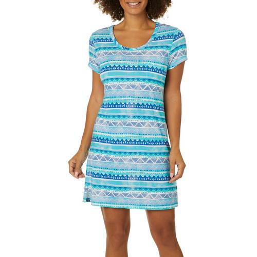 COOL GIRL Womens Geometric Stripes T-Shirt Nightgown