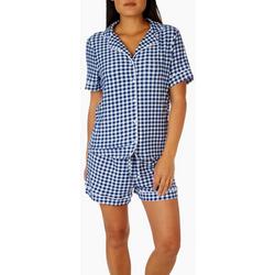 Kickit Womens 2-Pc. Gingham Collar Top & Short Pajama Set