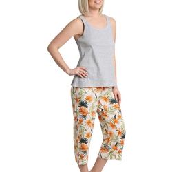 Womens Tropical Sleeveless Pajama Capri Set