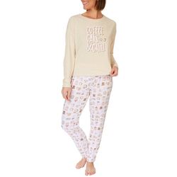 Be Yourself Womens 2-Pc. Coffee, Cats & Chill Pajama Set