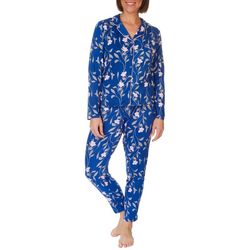 Be Yourself Womens 2-Pc. Button Up Printed Pajama