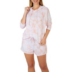 Womens 2-pc. Tie Dye Hooded Pajama Set