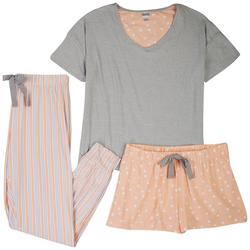 Womens 3-Pc. Tee Short & Pant Pajama Set