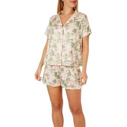 Be Yourself Womens 2 Pc. Tropical Notch Collar Pajama Set
