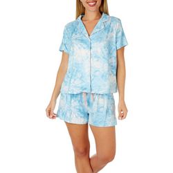 Be Yourself Womens 2 Pc. Tie Dye Notch Collar Pajama Set