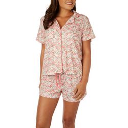Be Yourself Womens 2 Pc. Floral Notch Collar Pajama Set