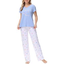 Juniors 2 Pc. Stars Short Sleeve & Pajama Pant Set