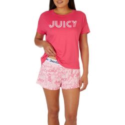 Juicy Couture Womens 2 Pc. Tee Pajama Short Set