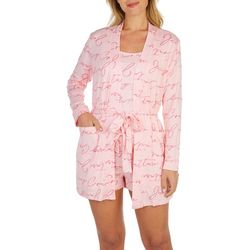 Juicy Couture Womens 3-Pc. Robe, Cami & Short Pajama Set