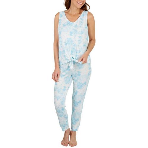 Kickit Womens 2-Pc. Tie-Dye Pajama V-Neck Tank &