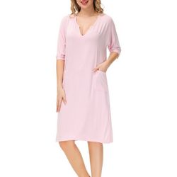 Ink + Ivy Womens Pocketed Solid Nightgown