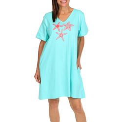 Coral Bay Sleepwear Womens Starfish Short Sleeve Sleep Tee