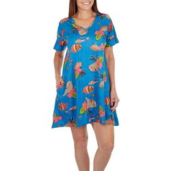 Coral Bay Womens 35 In. Print Short Sleeve Nightgown