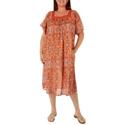 Coral Bay Plus Woven Square Neck Lace Pocket Night Dress
