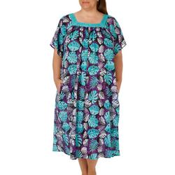 Coral Bay Womens Leaf Guaze Short Sleeve Nightgown