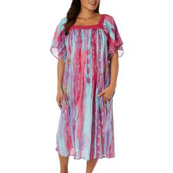 Coral Bay Sleepwear Plus  Gauze Short Sleeve Nightgown