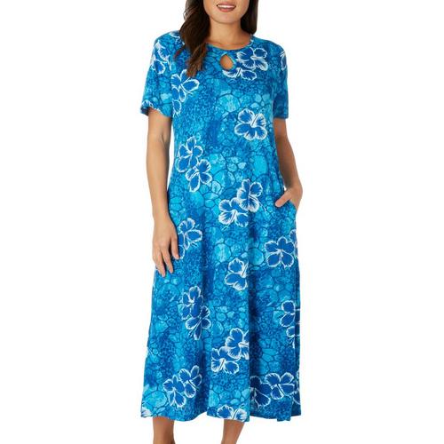 Coral Bay Sleepwear Womens Hibiscus Short Sleeve Nightgown