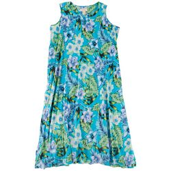 Coral Bay Womens Tropical Floral Leisure Dress