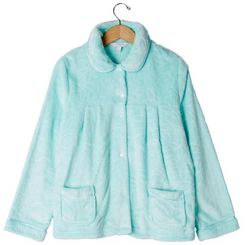 Coral Bay Womens Textured Button Long Sleeve Plush
