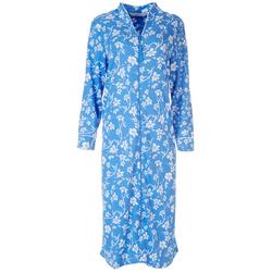 Womens Floral Print Long Sleeve Nightgown