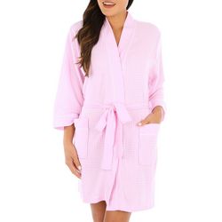 Coral Bay Womens 36 in. Solid Houndstooth Pocket Robe