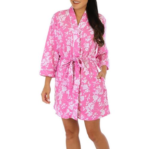 Coral Bay Womens 36 In. Floral Waffle Bath