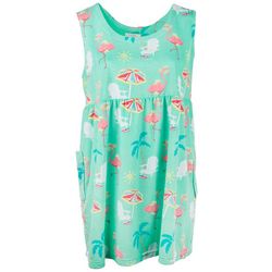 Coral Bay Plus Flamingo Sleeveless Terry Dress