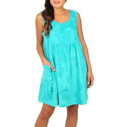 Coral Bay Womens Pineapple Terry Sleeveless Leisure Dress