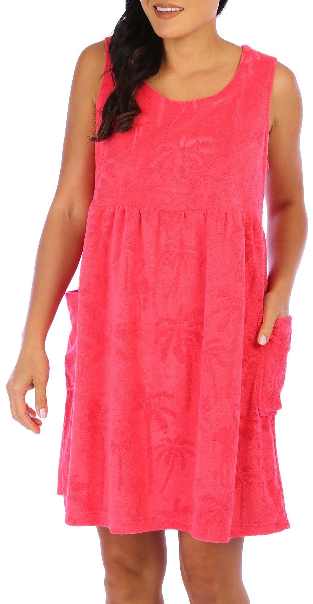 Coral Bay Womens Solid Sleeveless Terry Dress