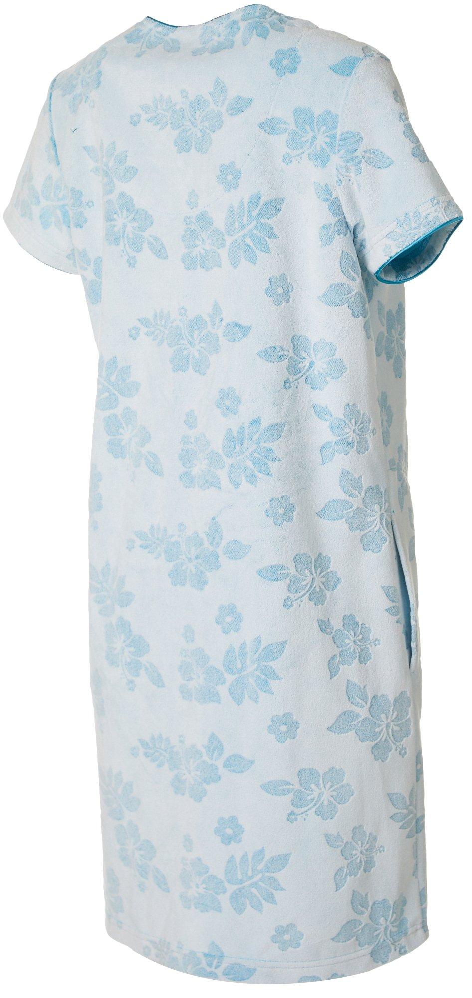 Coral Bay Womens Hibiscus Print Zip Terry Robe 33''W X 66''L eBay