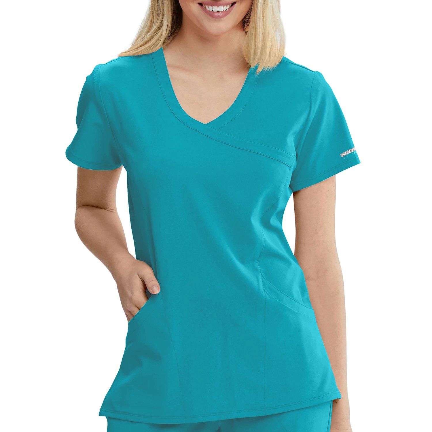 Skechers Womens Three Pocket Reliance Mock Wrap Scrub Top