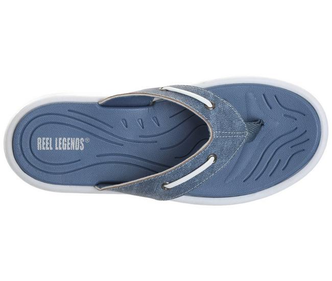 Reel Legends Womens Nautical V Flip Flops - Washed Denim - 9 M