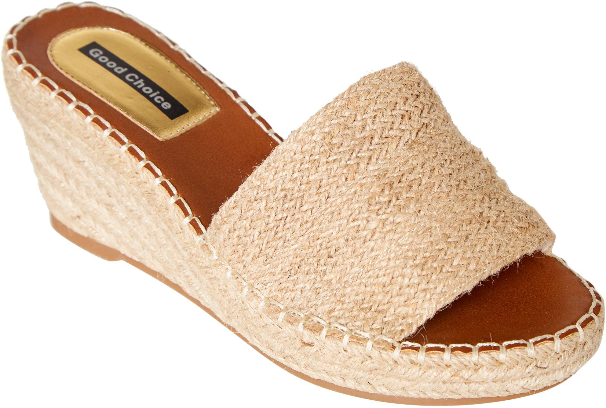 deanna leather and jute wedge