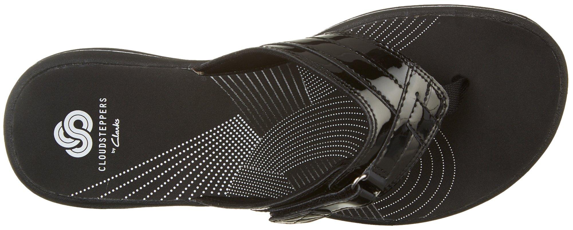 clarks black patent flip flops