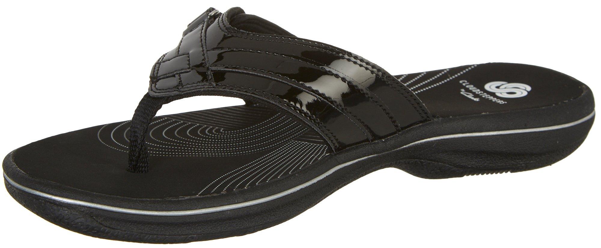 navy patent flip flops