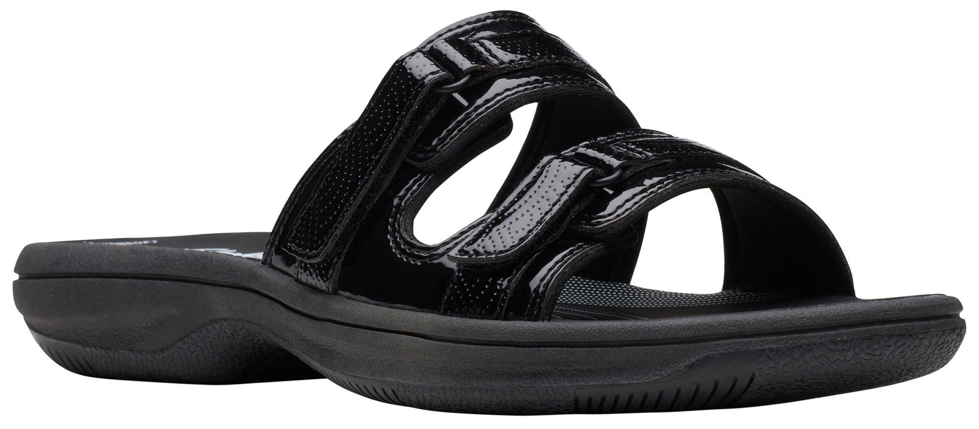 Clarks black hotsell patent flip flops