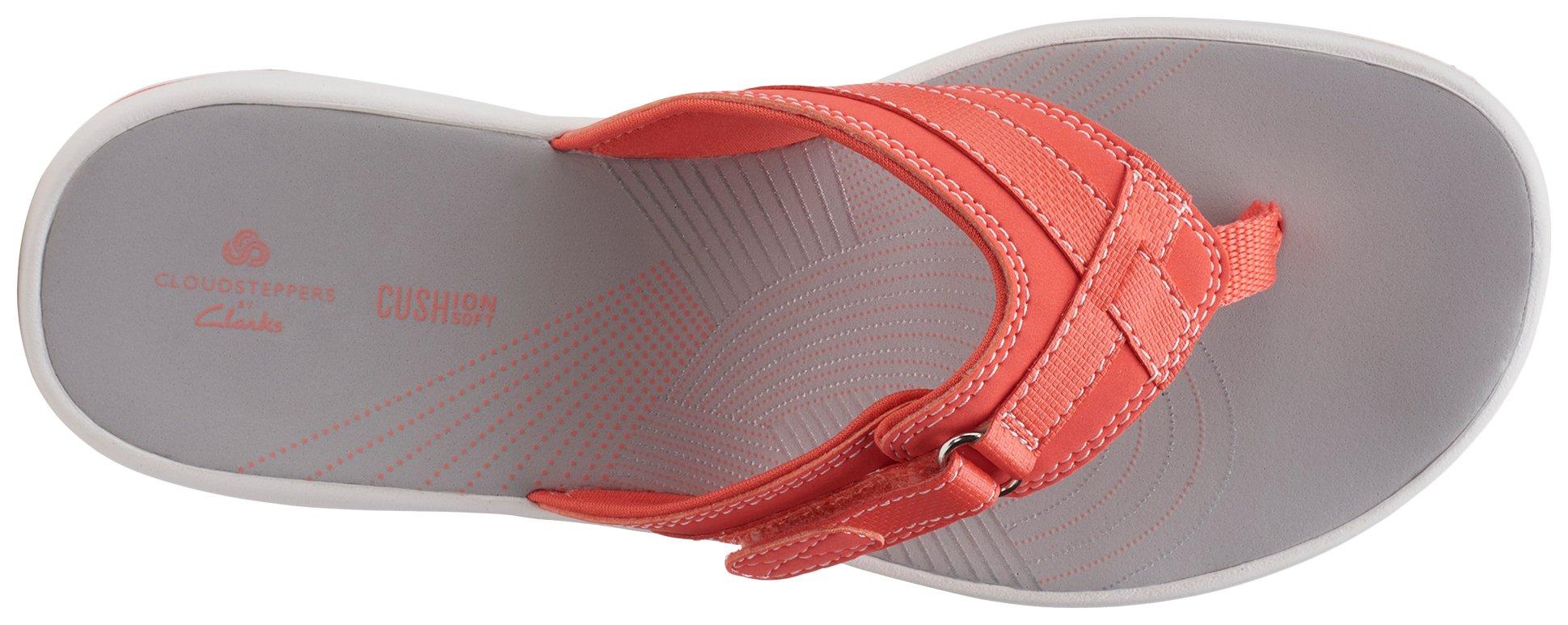 red clarks flip flops