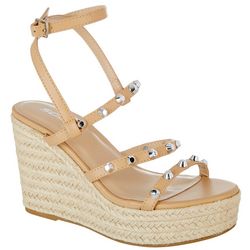 Soda Womens Giving Studded Wedge Sandals