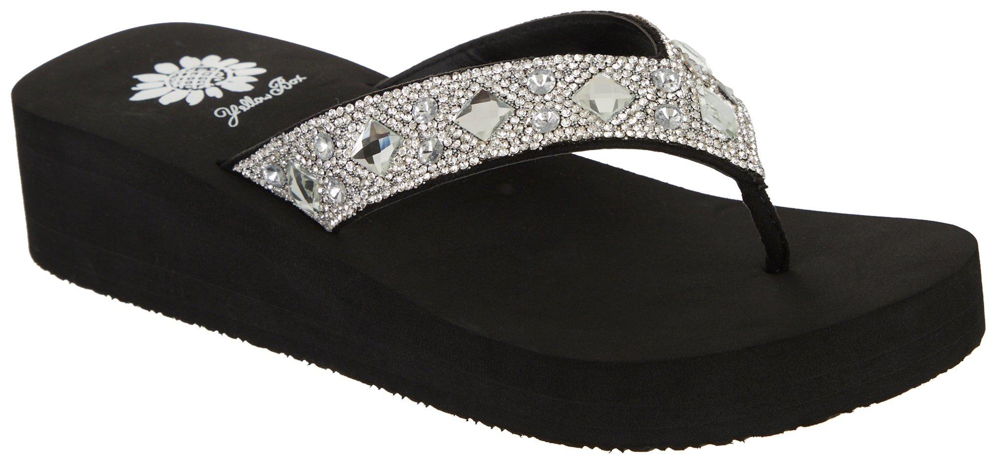 Yellow Box Womens Sarika Wedge Flip Flops