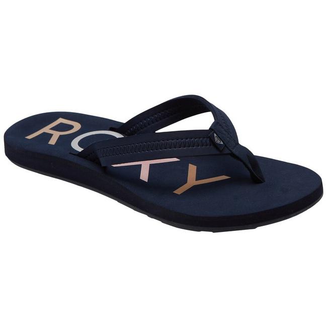 5 New ROXY Toddler's Tropical Beach Flip Flops in navy Blue Size 