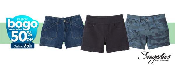 In-store BOGO 50%, 25% Off Online Shorts for women
