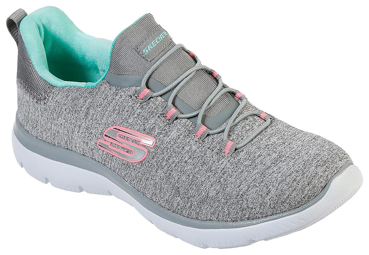 Skechers Womens Summits Quick Getaway Shoes 9 Grey/mint green/pink | eBay