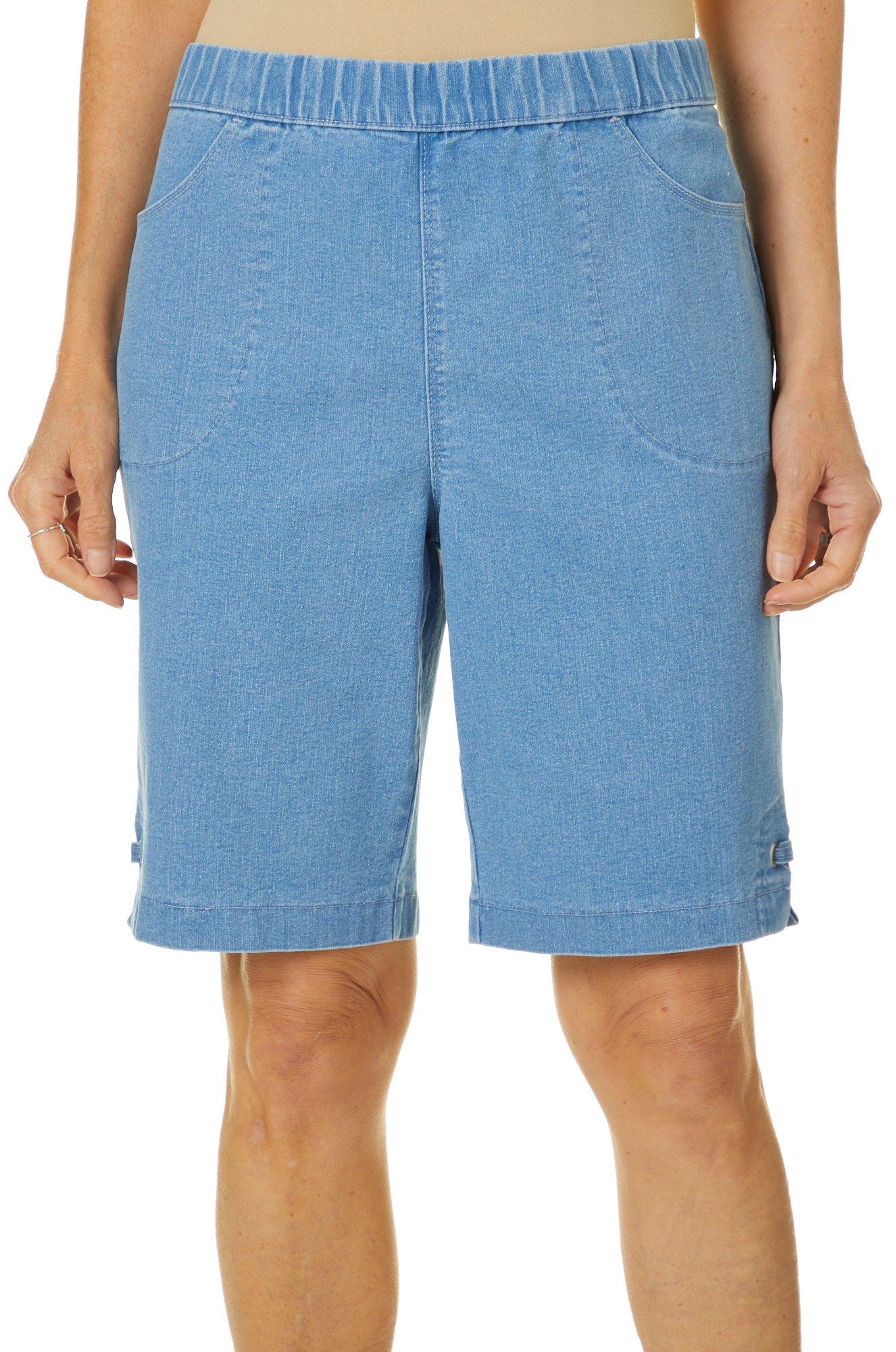 Coral Bay Womens Denim Grommet Hem Pull On Shorts | eBay