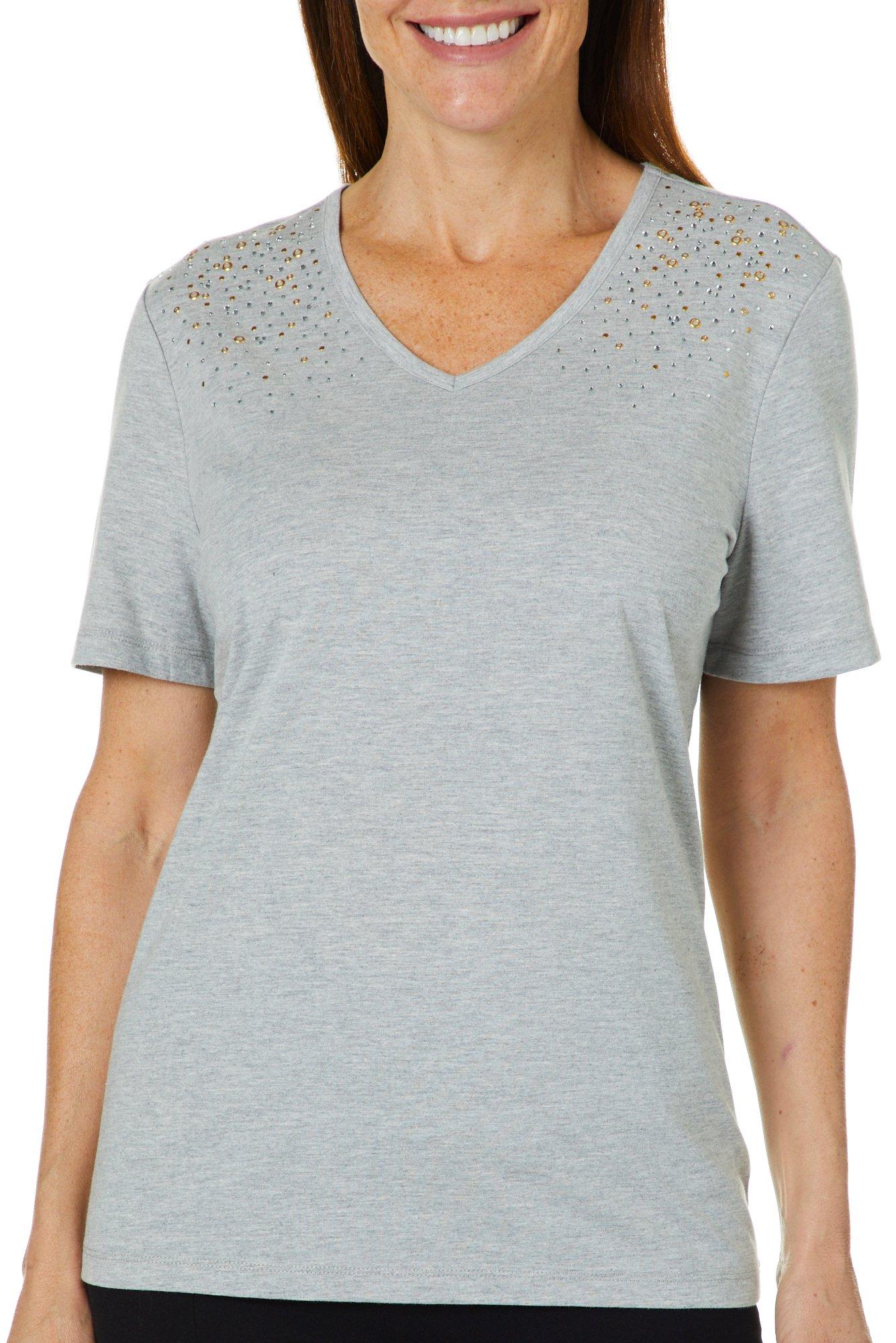 Coral Bay Womens Heathered Embellished TShirt Bealls Florida