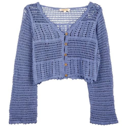 Rebellion Juniors Crochet Long Sleeve Sweater