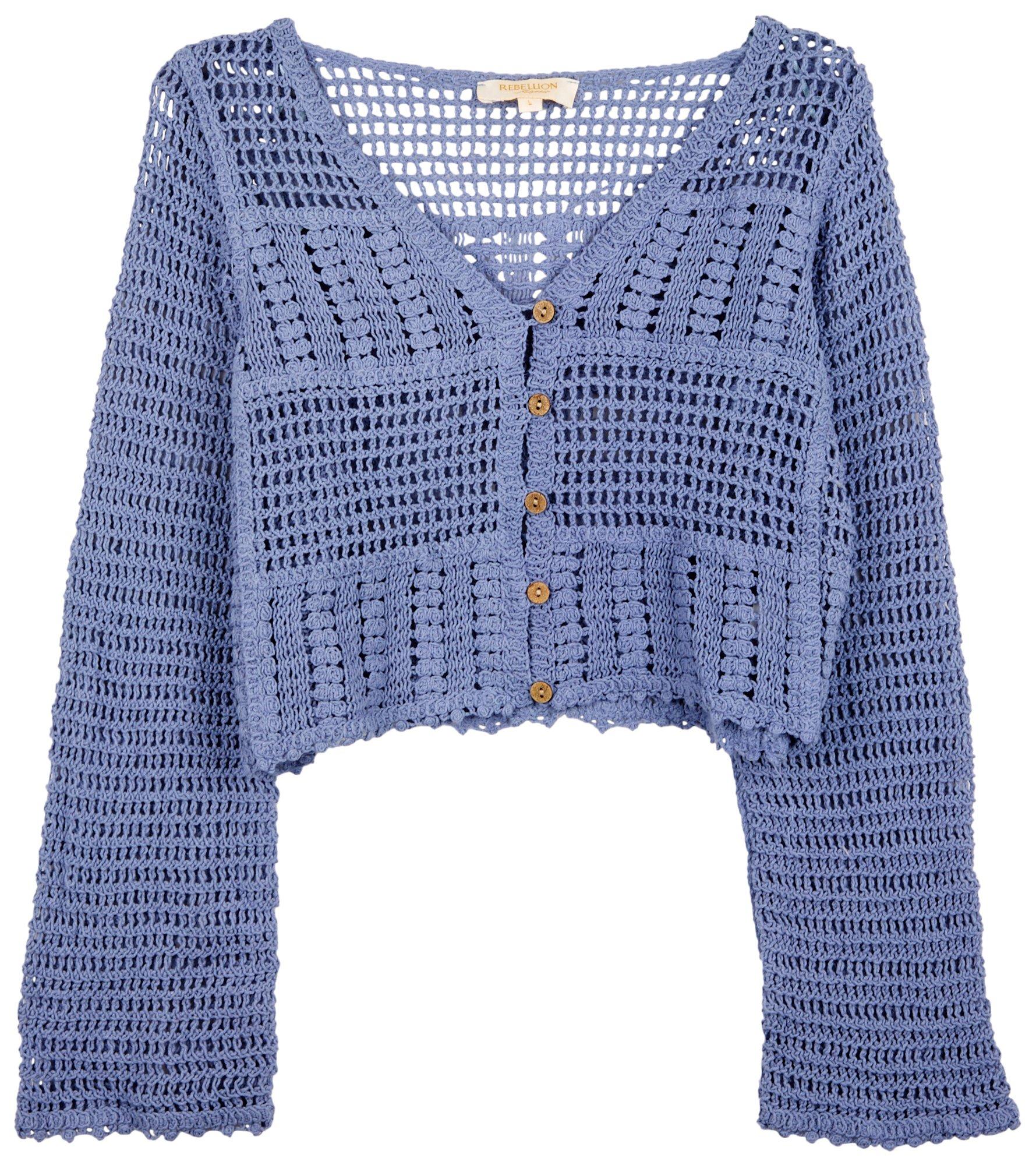 Juniors Crochet Long Sleeve Sweater