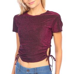 Ruby & Lace Short Sleeve Glitter Embellished Ruched Top
