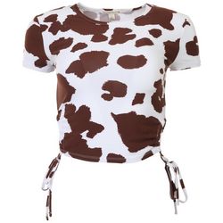 Love Dazed Juniors Cow Print Side Tie Crop Top
